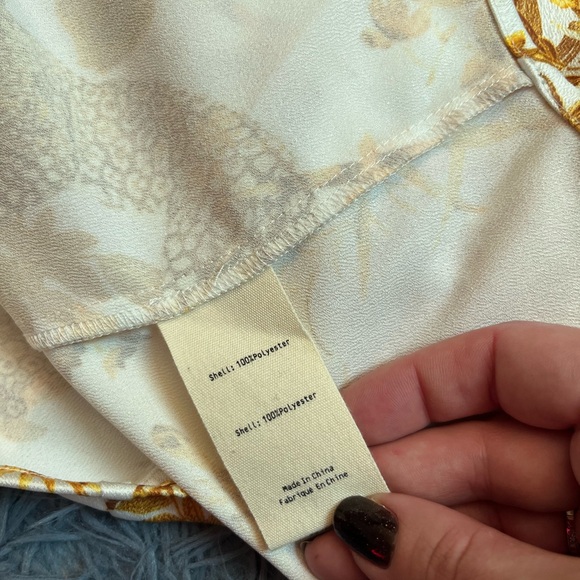 L'Agence Demie Cream Gold Satin Belted Shirt Mini Dress Maximalist Size 16 - Picture 6 of 7